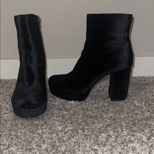 Black velvet ankle boots